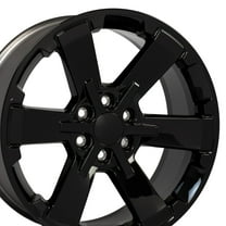 OE Wheels CV41B 22 Inch Rim Fits Silverado 1500 Rally Style 6x139.7 22x9 Gloss Black - Hollander 5662 (1)