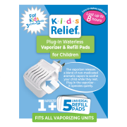 Kids Relief Plug-in Waterless Vaporizer, Soothing Non-Medicated Menthol Eucalyptus Vapor Refills, 5 ct