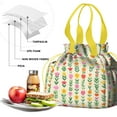thumbnail image 4 of Pioneer Flower Drawstring Lunch Bag Women - Drawstring Lunch Bag Insulated for Work Office - Stain-Resistant Large Lunchbags for Women with Multi-Pockets, 4 of 6