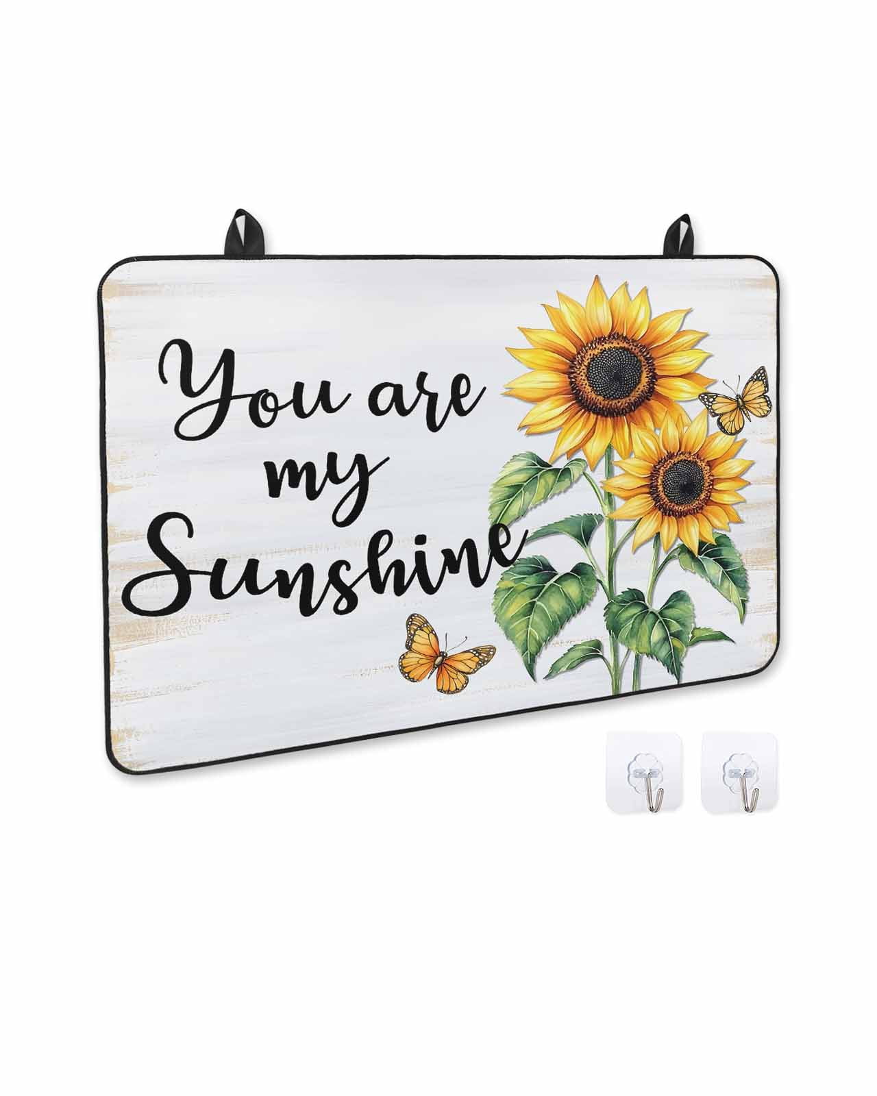 nqOlkjepod Large Induction Cooktop Protector Mat 24"x21", Yellow Sunflower Stove Top Covers for Electric Stove, Butterfly Sunshine Farmhouse Country Stove Burner Cover Mats, Glass Top Stove Cover