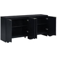 thumbnail image 4 of Sideboard Buffet Cabinet With 4 Doors Modern Kitchen Storage Cabinet With Vertical Stripes Wavy Bottom Design Adjustable Shelves, 4 of 9