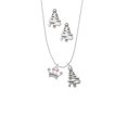 thumbnail image 2 of Delight Jewelry Silvertone Small ''Princess'' Crown with Pink Crystals Silver tone Zig Zag Christmas Tree Charm Necklace and Stud Earrings, 2 of 4