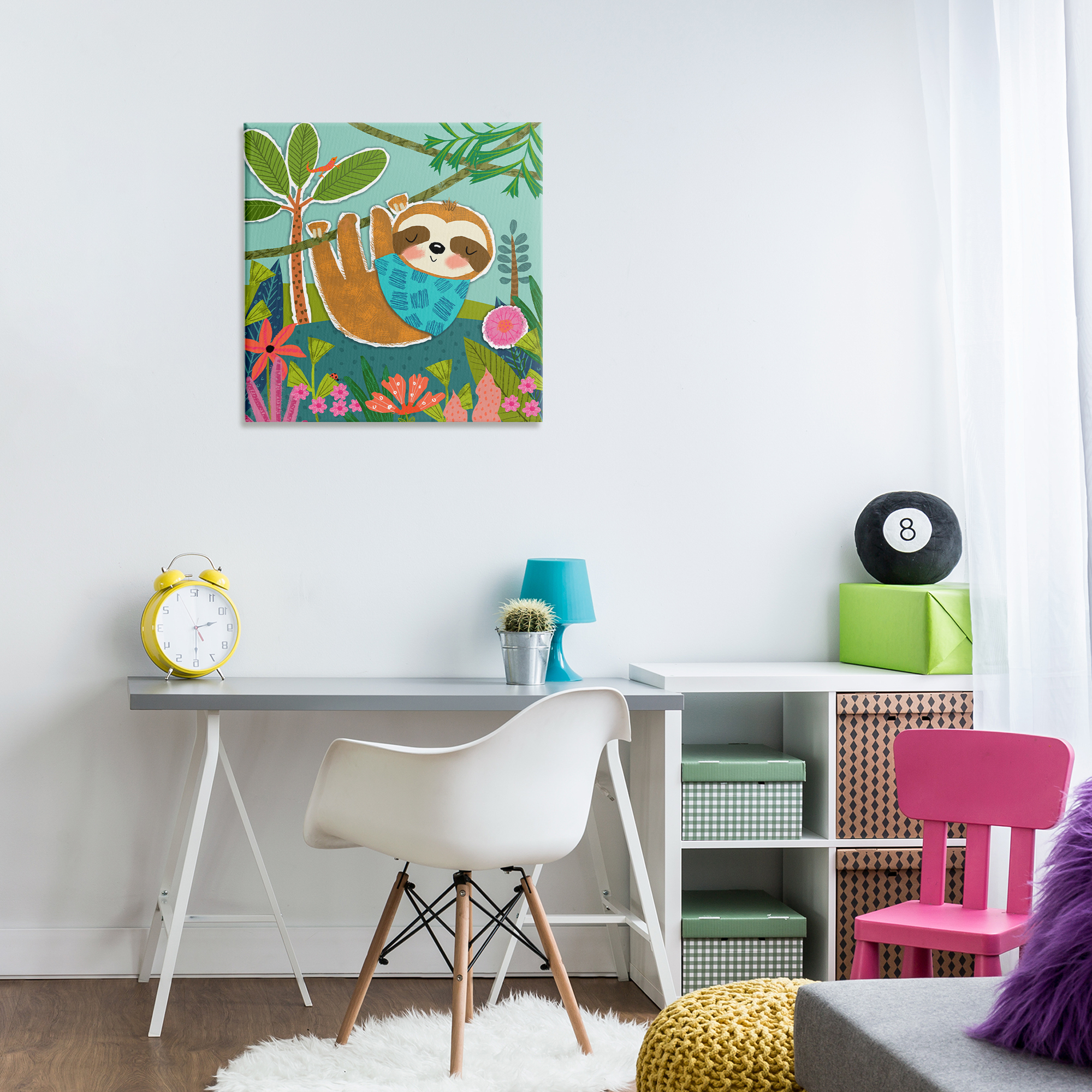 Stupell Industries Sleepy Sloth in Nature Animals Painting Wrapped Canvas Art Print Wall Art, 24 x 24