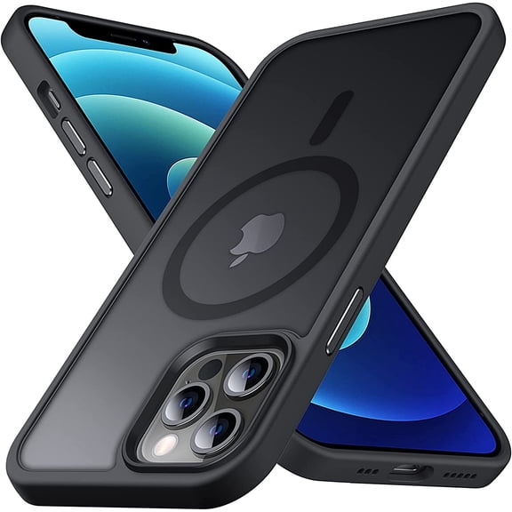 Designed for iPhone 12/12 Pro Case, [Compatible with Magsafe] Super Soft Silicone Translucent Phone Case Cover for iPhone 12 6.1 inch, Black