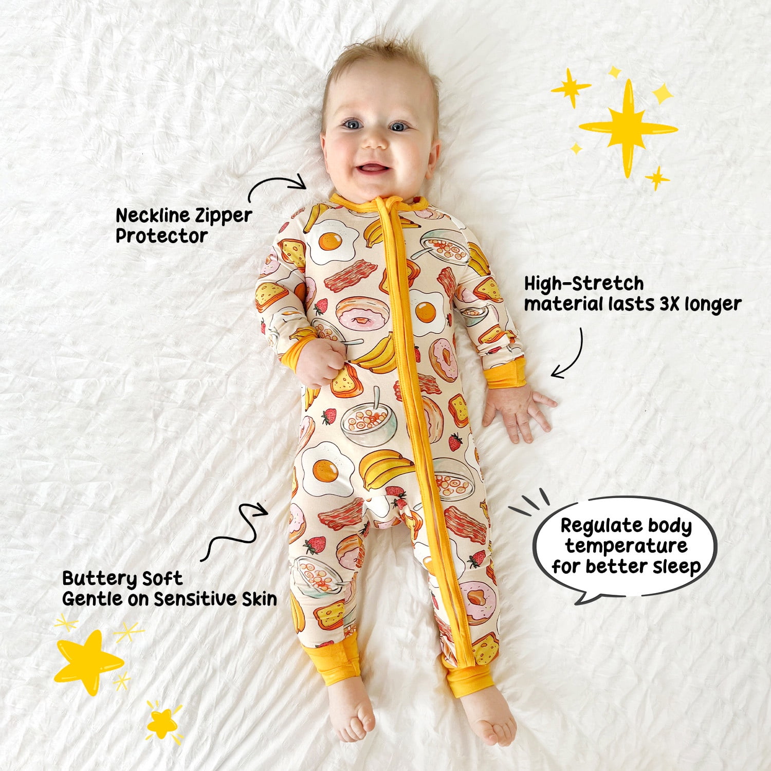 PatPat Baby Clothes Viscose from Bamboo Snug Fit Footless Zip Baby Pajamas Bodysuits Baby Girl Gifts for Baby Shower & Photos 2Pack,18-24 Months