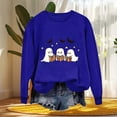 thumbnail image 4 of HomeDM Womens Sweatshirts Crewneck Halloween Graphic Pullover Tops Casual Long Sleeve Loose Fit Shirts - Blue/M, 4 of 4
