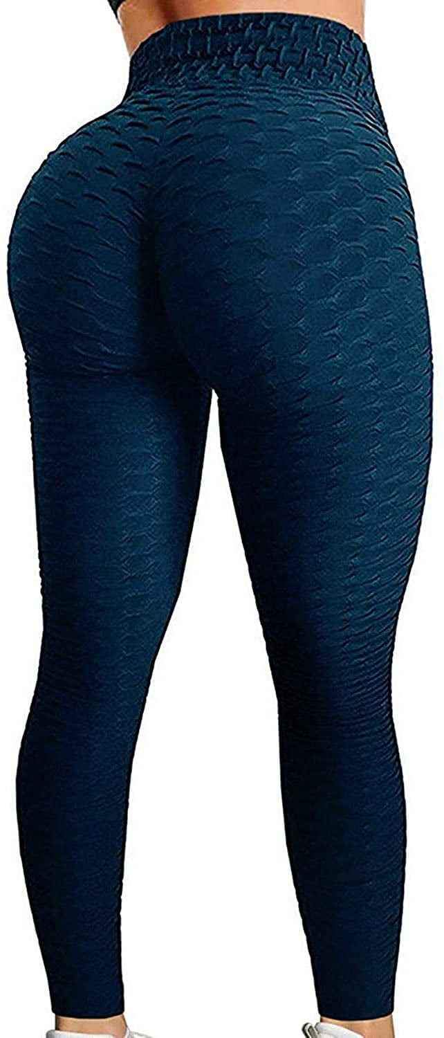 Tummy Control Anti Cellulite Workout Ruched Butt Textured Leggings Women's High Waist Active Stretch Yoga Pants 