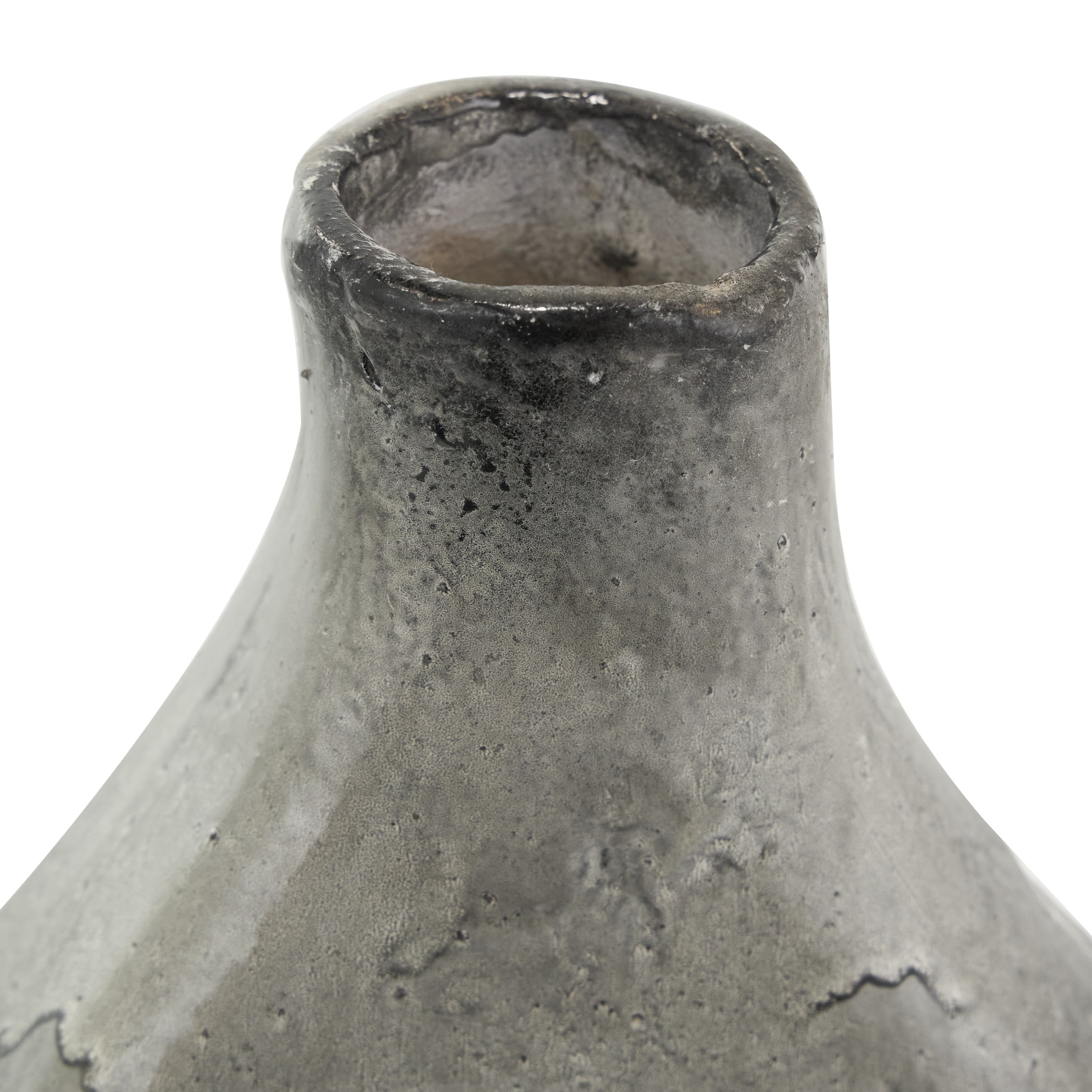 DecMode 18" Marble Inspired Gray Paper Mache Vase with Cutout Handle