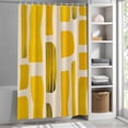 thumbnail image 3 of Yellow Floral Geometric Texture Fabric Shower Curtain Modern Art Washable Shower Curtains for Bathroom, Waterproof Bath Curtain with Hooks Home Decor 36x72in, 3 of 8