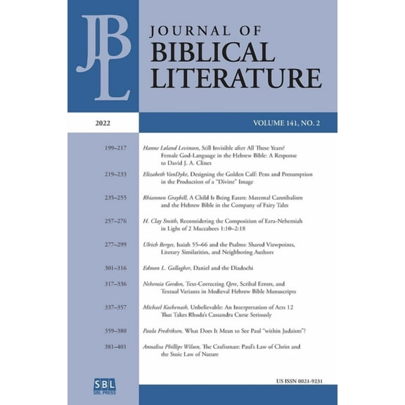Journal of Biblical Literature 141.2 (2022), (Paperback)