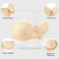 thumbnail image 5 of YANDW Strapless Push Up Bra Lace Underwire Thick Padded Multiway Bra for Women, Beige 38B, 5 of 7