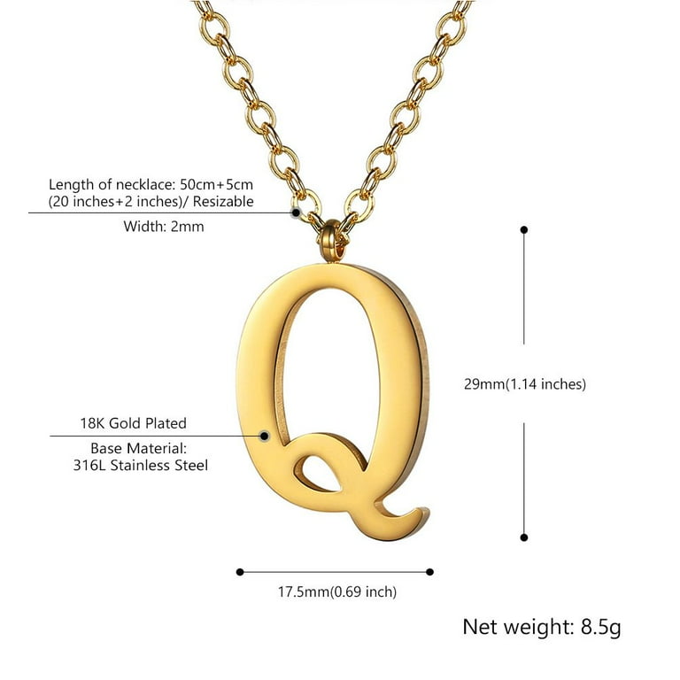 PROSTEEL Initial Pendant Q Gold Necklace Alphabet Letter Stainless Steel Necklace for Women Girls Personalized Name Charm Jewelry Birthday Gift