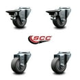 thumbnail image 2 of 3 Inch Thermo Rubber Wheel Swivel Bolt Hole Caster Set with 2 Posi Lock Brakes, 2 of 2