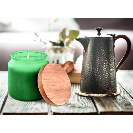 Better Homes & Gardens Green Frosted Glass Single Wick Soft Cashmere Amber Jar Candle