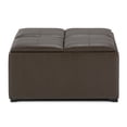 thumbnail image 5 of Simpli Home Avalon 35 inch Wide Contemporary Square Coffee Table Storage Ottoman in Chocolate Brown Vegan Leather, 5 of 12