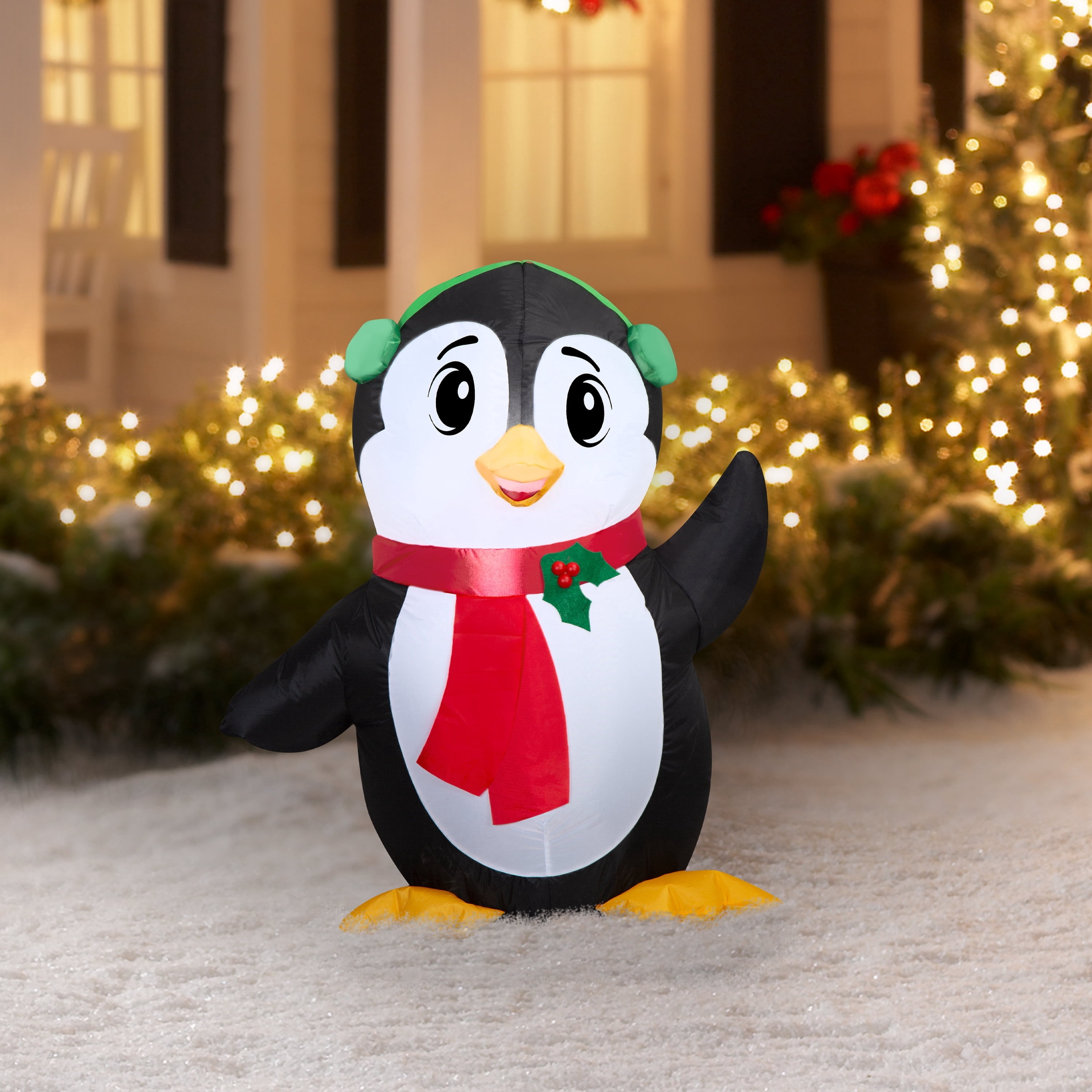 Multicolor Penguin Christmas Airblown Yard Inflatable, 3', by Holiday Time