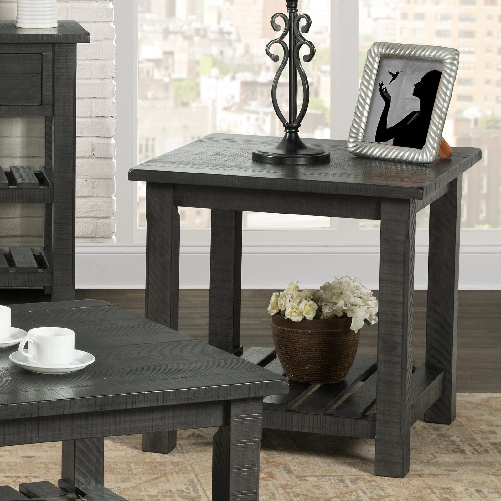 Benefield solid wood coffee table with storage deals