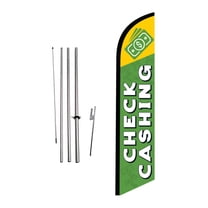 Cobb Promo Check Cashing Green Feather Flag with Complete 15ft Pole kit and Ground Spike