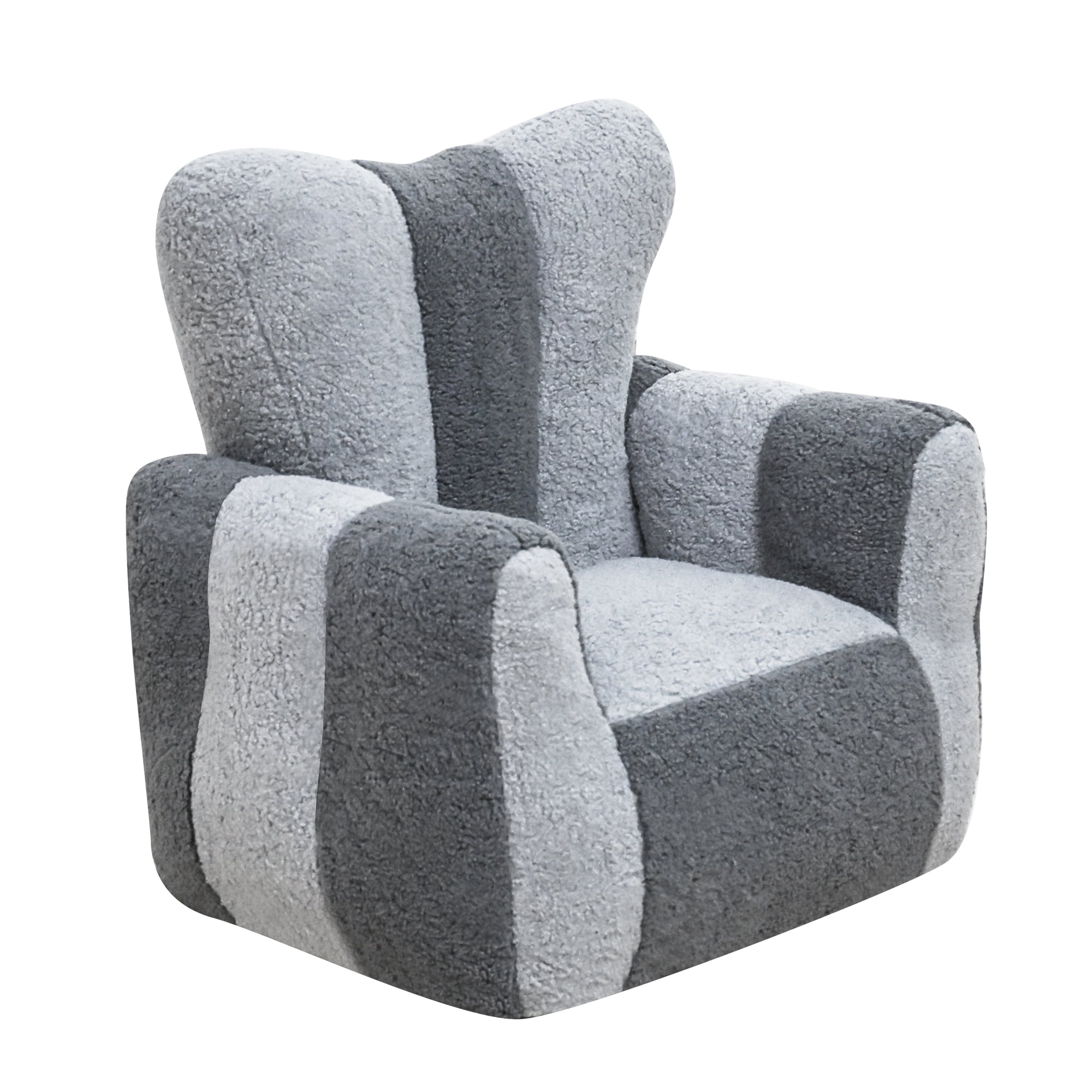 Leumius Bean Bag Chair,Comfy Teddy Beanbag Chair with a Color-Block and Heart-Shaped Backrest,Large Reading Chair for Living Room, Bedroom, ApartmentGray