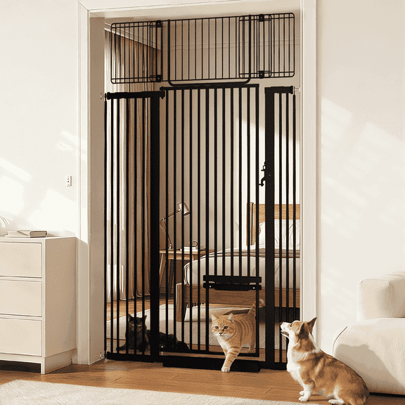 Cat Gate,Domipet 71"Extra Tall Dog Gate, 43''Wide Pet Gate Pressure Mounted, Safety Gate for Pets,Black