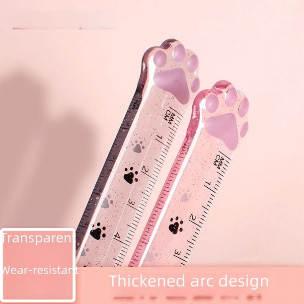 Regla de garra de gato de 15 cm, regla de medición de papelería creativa para estudiantes, regla de plástico transparente