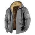 thumbnail image 2 of Men's Print Fleece Lined Thickened Jacket with Zipper Hood - Casual Big Size Coat for Winter Fashion, Holiday Events, and Snow Sports, Great for Daily Wear,Gray,2XL, 2 of 4