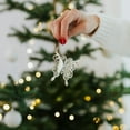 thumbnail image 4 of JVBTVB White Glitter Irregular Shaped Christmas Tree Ornament, Elegant Hanging Decoration with Sparkle, Butterfly Bow Cross Designs, 4 of 6