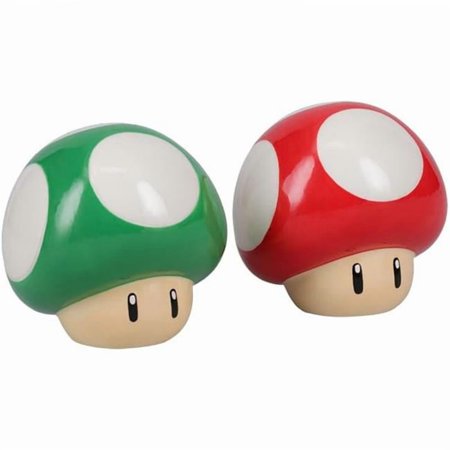 Super Mario Bros. Mushroom Power-Ups Salt and Pepper Shakers Super Mario Bros. Mushroom Power-Ups Salt and Pepper Shakers