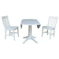 thumbnail image 4 of International Concepts 3 Piece Drop Leaf Round Wood Dining Set in White, 4 of 4