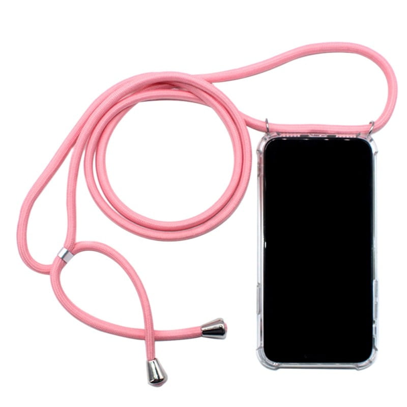 Xr Plus Clear Reinforced Corners Shoulder Lanyard Necklace Cross Body Soft Tpu iPhone Strap Case 7 11 Xs Max Xs Max SE 11 Pro 8 X