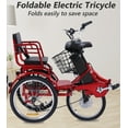 thumbnail image 3 of Nomigo Foldable Tandem Adult Electric Tricycle 350W Dual Front and Rear Baskets 20 Mile Capacity 330 lbs., 3 of 10