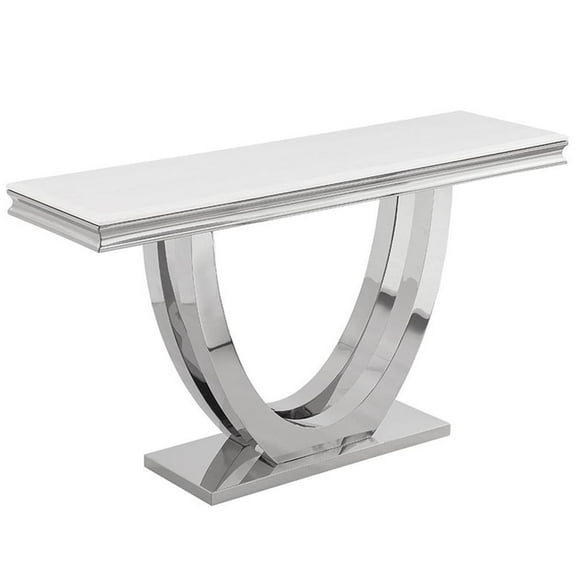 Pemberly Row Modern Silver Rectangle Faux Marble Console Table