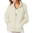 thumbnail image 1 of 2025 Chandails en Molleton Oversize pour Femmes Manches Longues à Capuche Zippée Chandails en Molleton Tendance Vestes Pulls Boho à Capuche Zippée Confortable, 1 of 3