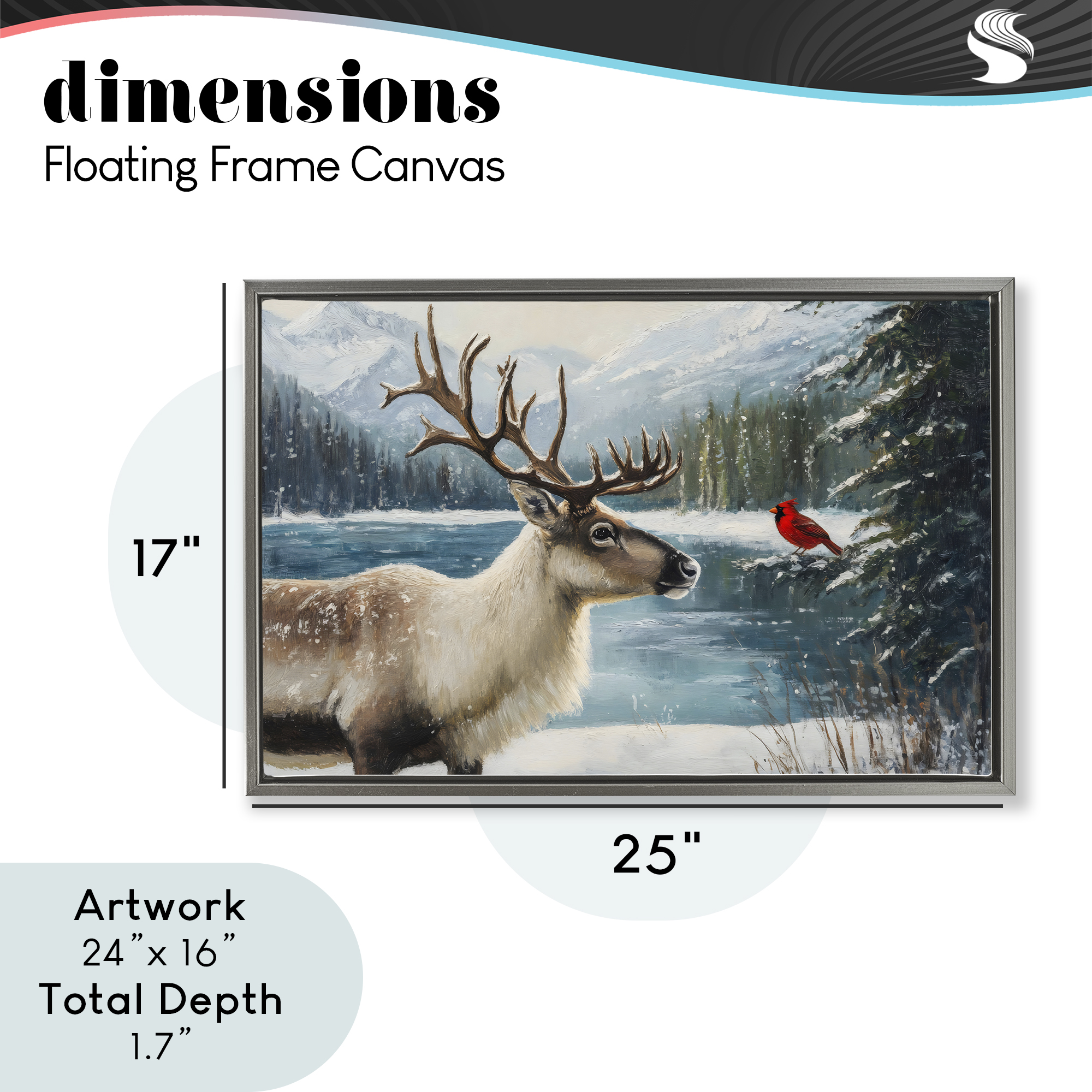 Christmas Conversation In Wild Gray Framed Floater Canvas Wall Art, design by Petal Prints Design
