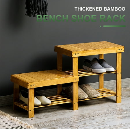 Wooden Bench Indoor Asewin Shoe Rack Bench Box Stool Cabinet Shelf Stand Bamboo Wooden Storage Organiser, 2 Sizes ()