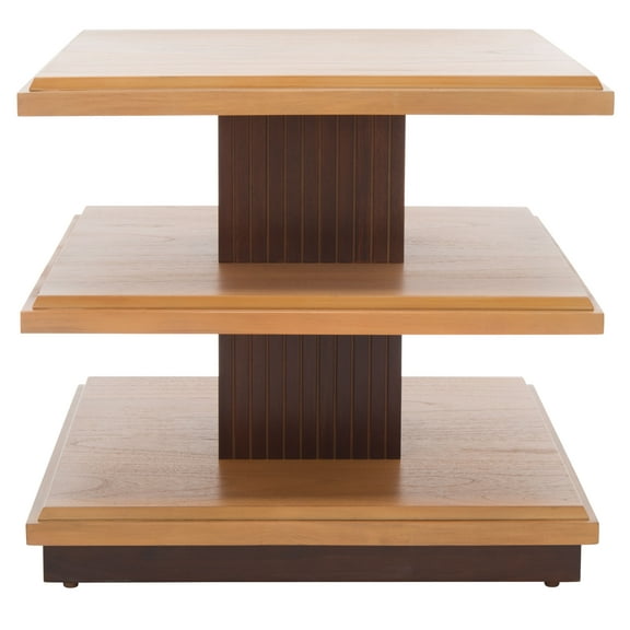 SAFAVIEH Suette Modern 21" Square End Table, Natural/Walnut