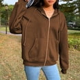 thumbnail image 4 of LYXSSBYX Fall Jackets for Women Hot Sale Clearance Women's Casual Block Fuzzy Zipper Pockets Winter Oversized Outwear Long Coat, 4 of 9