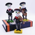 thumbnail image 2 of Happydeer Black Mariachi Band Skeleton Statue Halloween Day of The Dead Skull Figurine Resin Collectible Folk Musician Players Ornament for Home Decor (Type B), 2 of 13