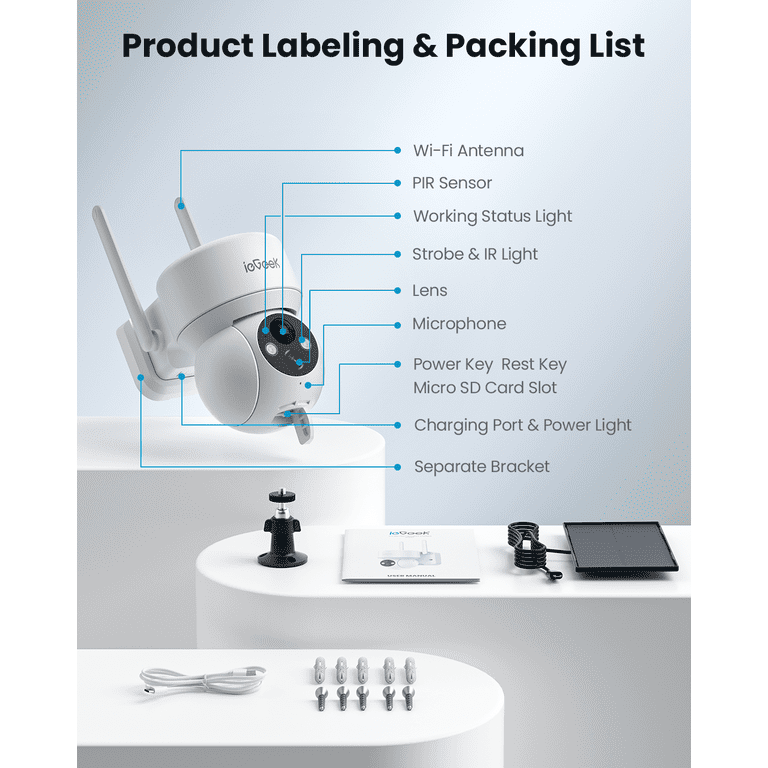 防犯カメラ ieGeeK 5MP PTZ Solar Security Camera Amazon.com : ieGeek Security Camera Outdoor, 2K Wireless
