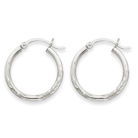hoop gold 2mm satin 14kt diamond cut round earrings karat medium