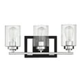 thumbnail image 2 of Redmond 3-Light Bathroom Vanity Light in Matte Black with Polished Chrome Accents, 2 of 6