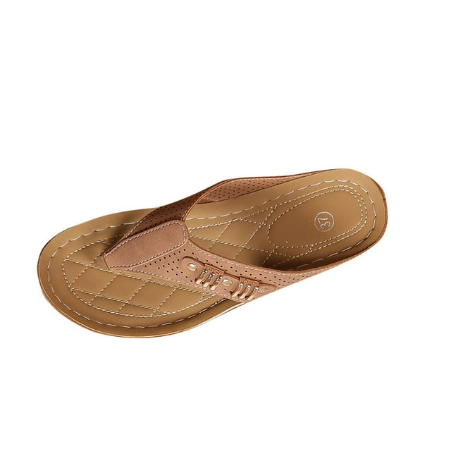 CHGBMOK Sandals Womens Perforated Toe - Post Sandals with Buckle Detailing Sizes 36-43