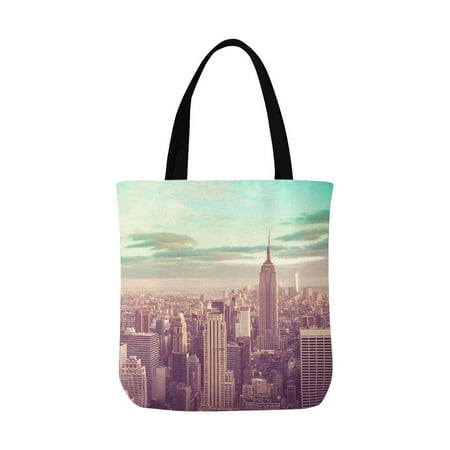 ASHLEIGH New York City Skyline Manhattan NYC Canvas Tote Canvas Shoulder Bag Resuable Grocery Bags Shopping Bags for Women Men