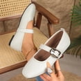 thumbnail image 2 of KIJBLAE Women's Round Toe Solid Mary Jane Flats, Single Strap Slip On Comfortable Casual Shoes for Spring Beige 37, 2 of 9