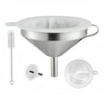 thumbnail image 2 of Sunjoy Tech 4Pcs Stainless Steel Funnel with Handle 200 Fine Mesh Filter Cleaning Brush Liquid Oil Jam Transferring Funnel Strainer Kitchen Supplies, 2 of 7