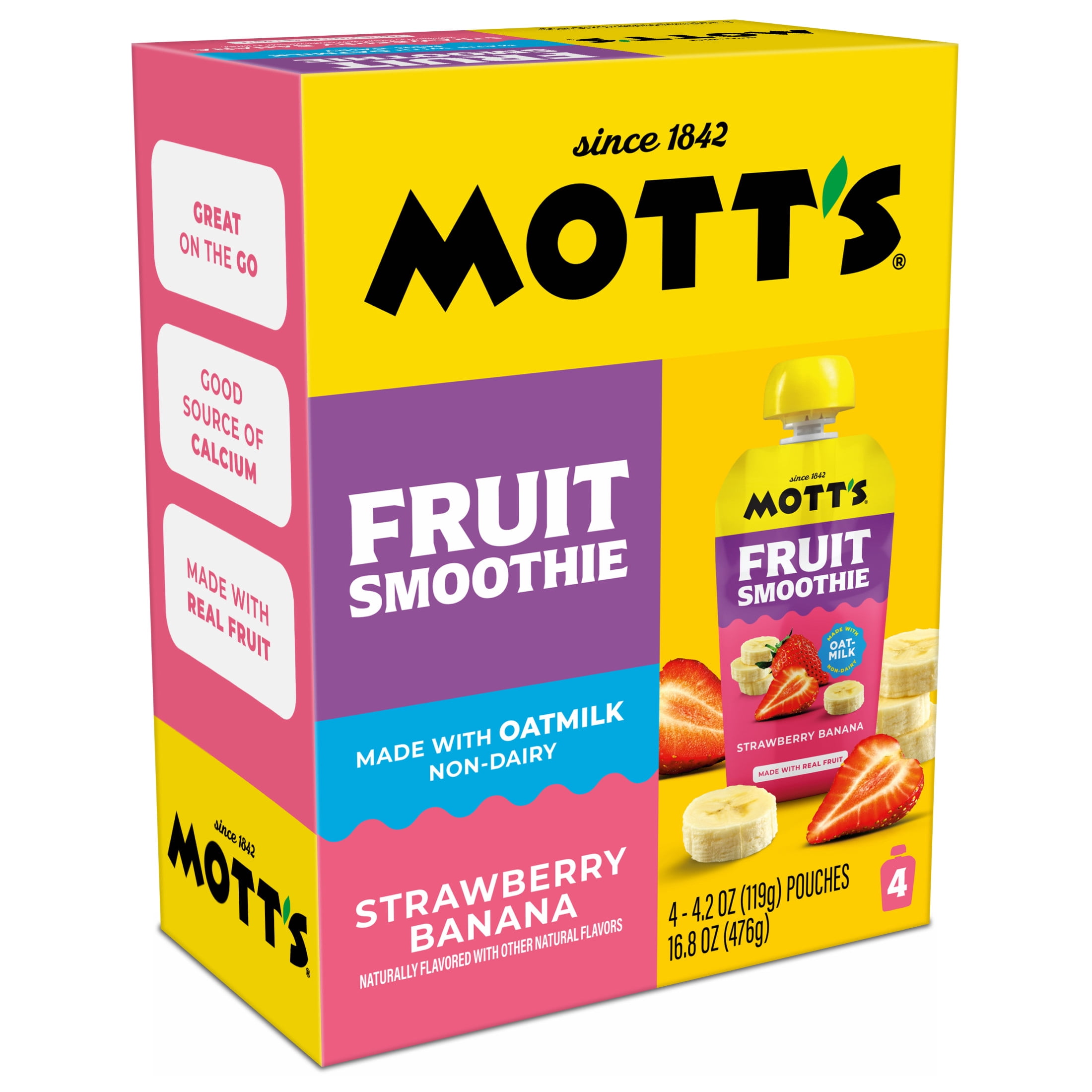 Mott’s Fruit Smoothie Strawberry Banana, 4.2 oz, 4 Pack Pouches