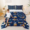 thumbnail image 2 of Castle Fairy Cartoon Train Queen Comforter Set 3pcs for Boys, Cloud Star Art Bedding Comforter Set for Bedroom, Navy Yellow,Navy Blue Reversible, 2 of 6
