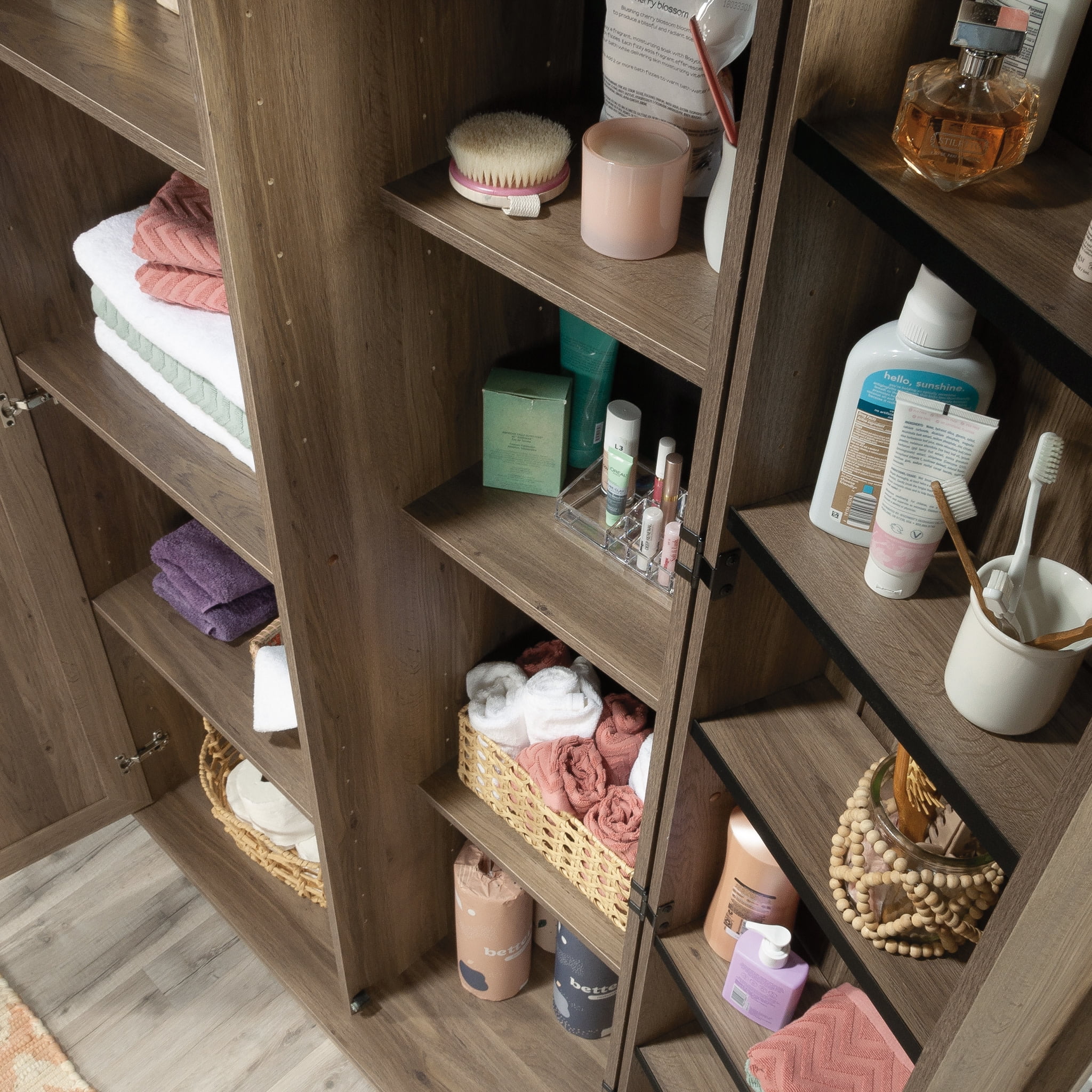Sauder Homeplus 3-Shelf Storage Cabinet, Salt Oak Finish