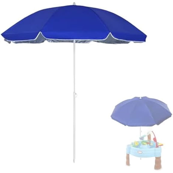 Umbrella Replacement Compatible with Little Tikes Water Table, Seaside Beach Umbrella for Water Table, 60 Inch Adjustable and Durable Umbrellas, for Beach, Camping, Garden and Outdoor Play Shade