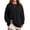 Black #048, variant on Women's Oversized Crewneck Sweatshirt with Drop Shoulders and Ribbed Cuffs Heather Grey Casual Top, S-2XL